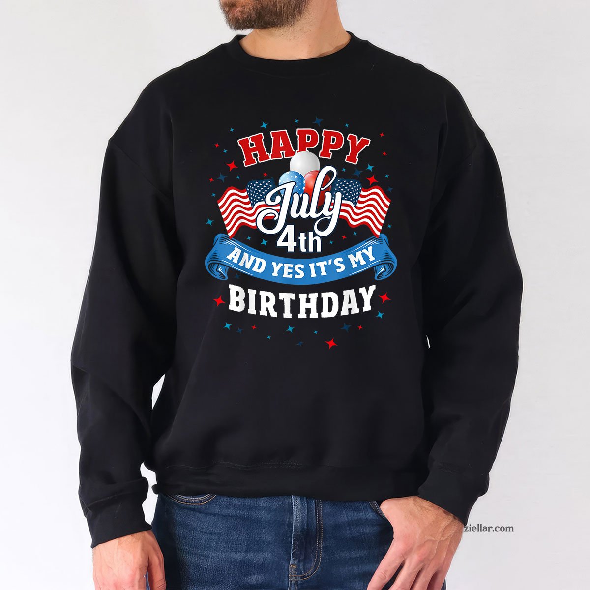 4th of July Birthday Shirt American Flag Happy Sweatshirt