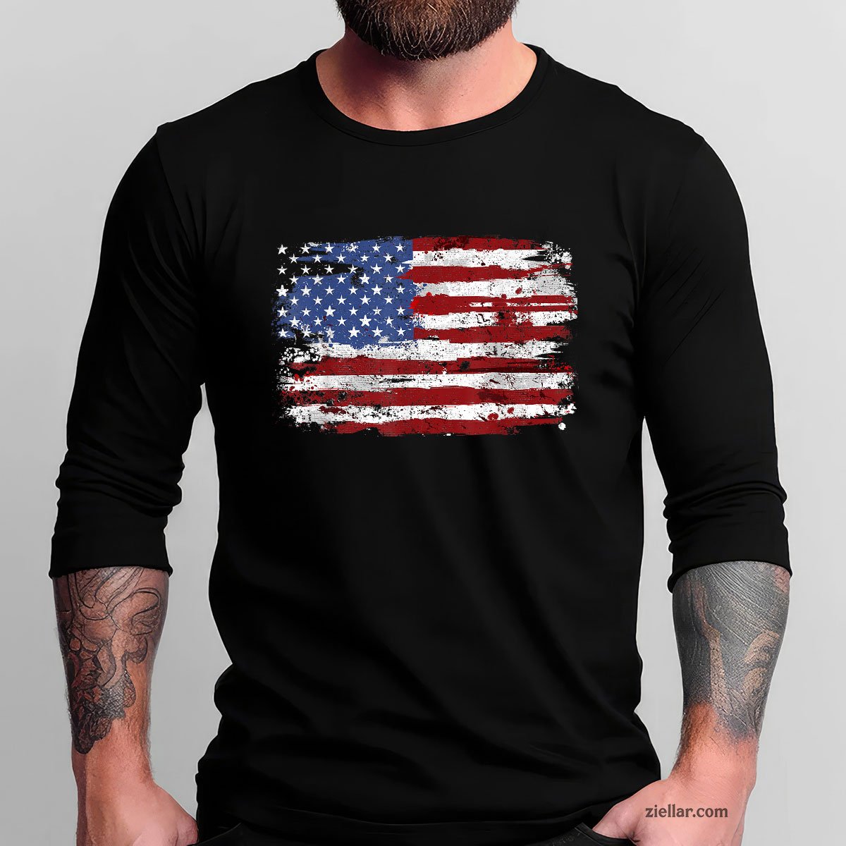 American Flag USA United States of America US 4th July Long Sleeve Shirt