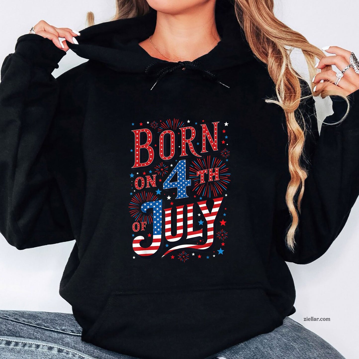 Born On The 4th of July Birthday Patriotic Hoodie Shirt, USA Independence Day Gift