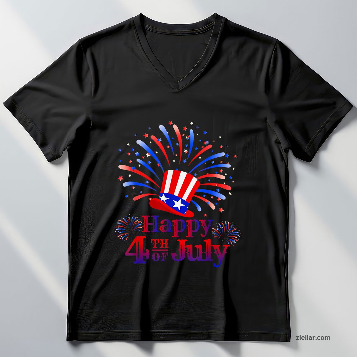 Celebrating Freedom V-Neck Shirt, Patriotic USA Independence Day Gift