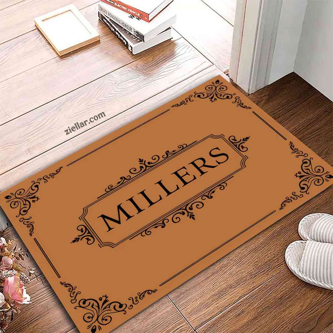 Custom Text_Photo Doormat, Classic Scroll with Elegant Family Name