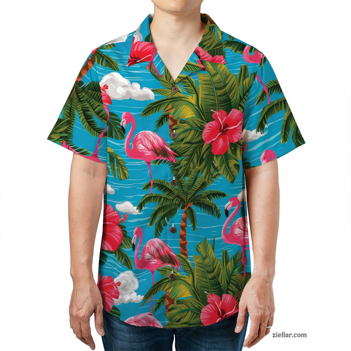 Flamingo & Hibiscus Paradise Hawaiian Shirt, Tropical Aloha Casual Shirt – Bold Look for Your Next Getaway