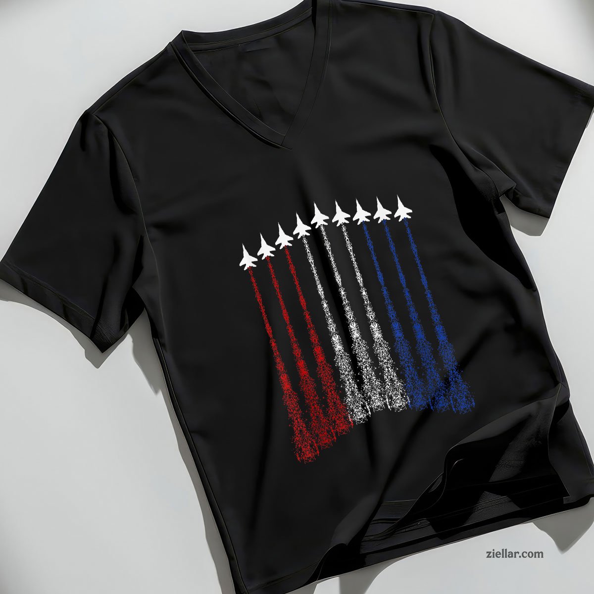 Jets 4th Of July For Men USA Patriotic Boys Graphic V-Neck Shirt, Independence Day Gift
