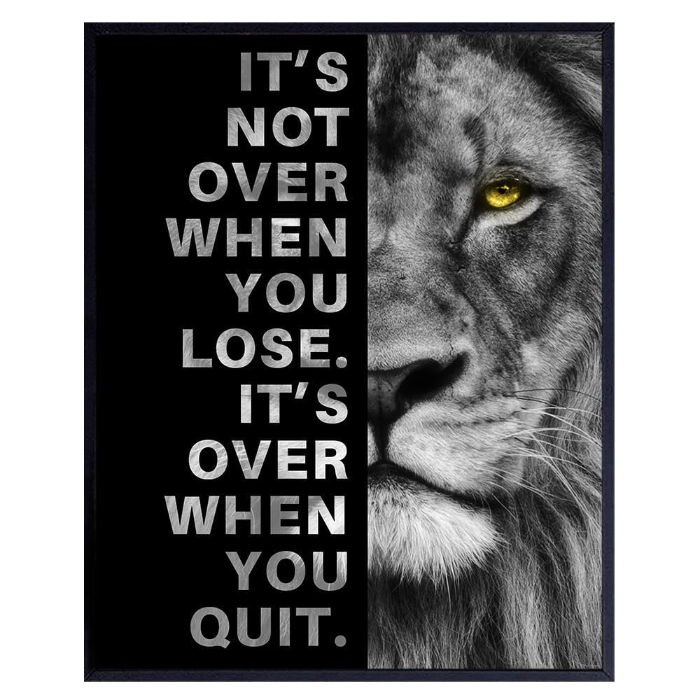 Lion Poster and Canvas Wall Art for Men, Motivational Gym Quote Decor for Office, Positive Affirmation Print for Man Cave or Bedroom