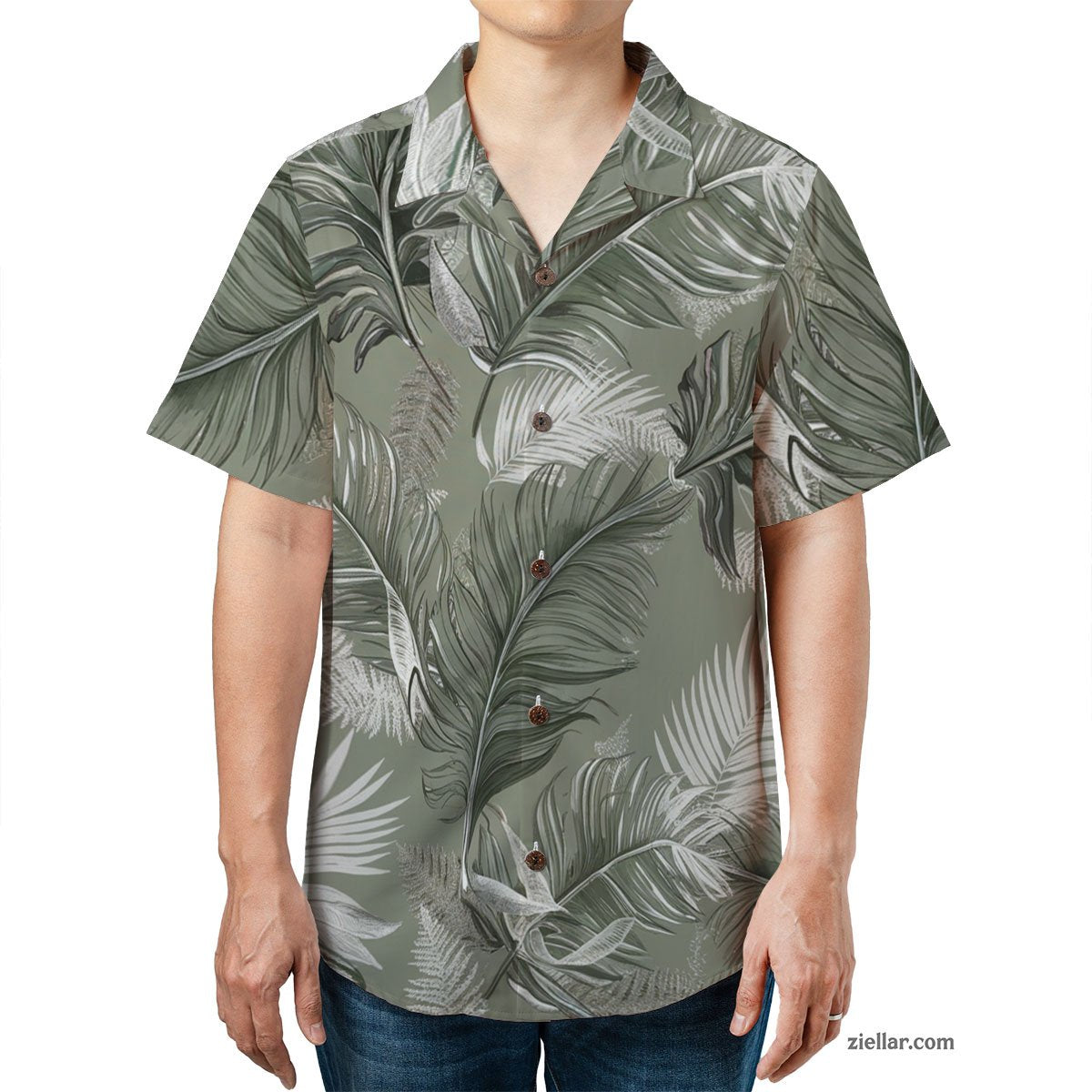 Minimalist Tropical Leaf Hawaiian Shirt Tee, Stylish Aloha Gift Unisex