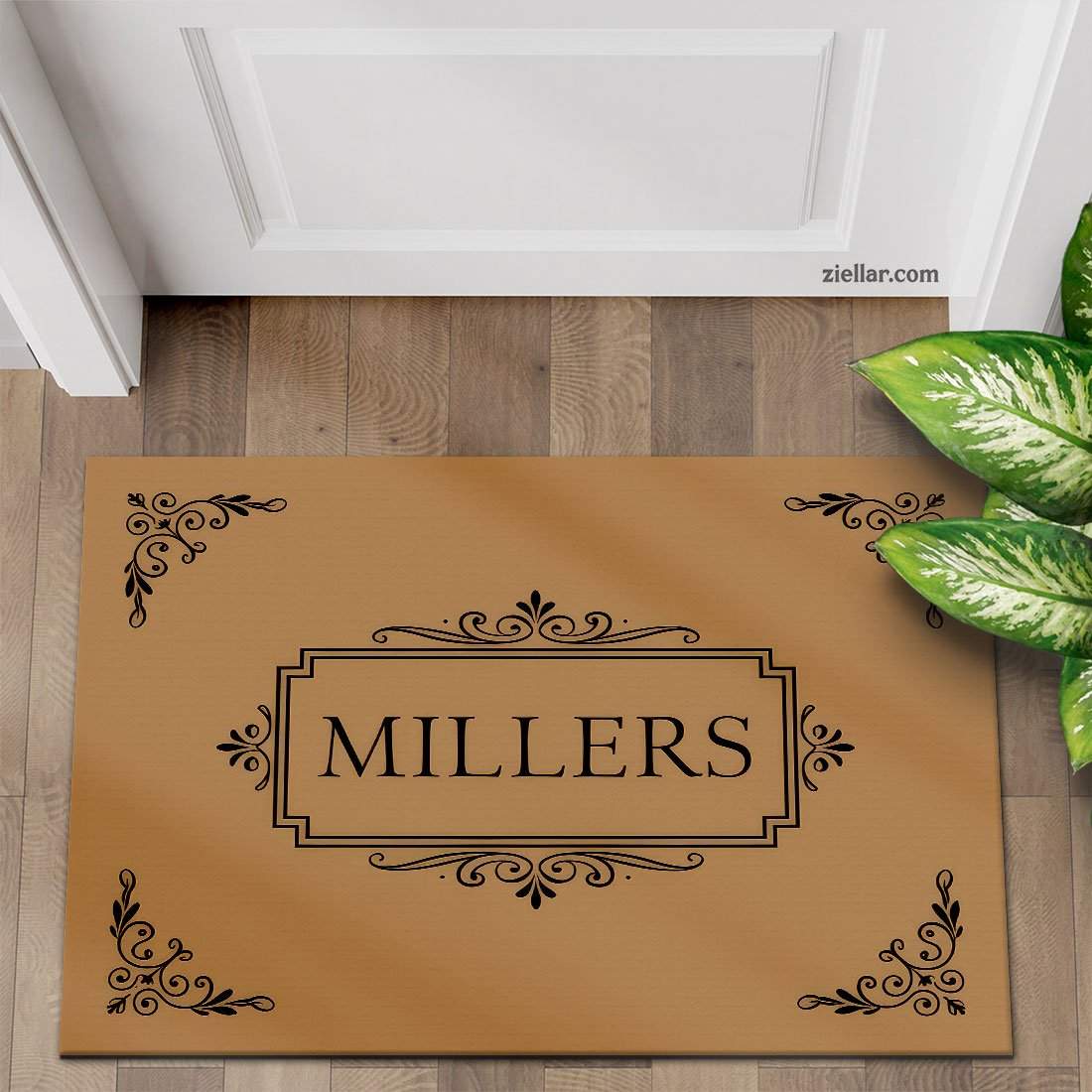 Personalized Family Name Doormat, Elegant Scroll Design Entry Piece