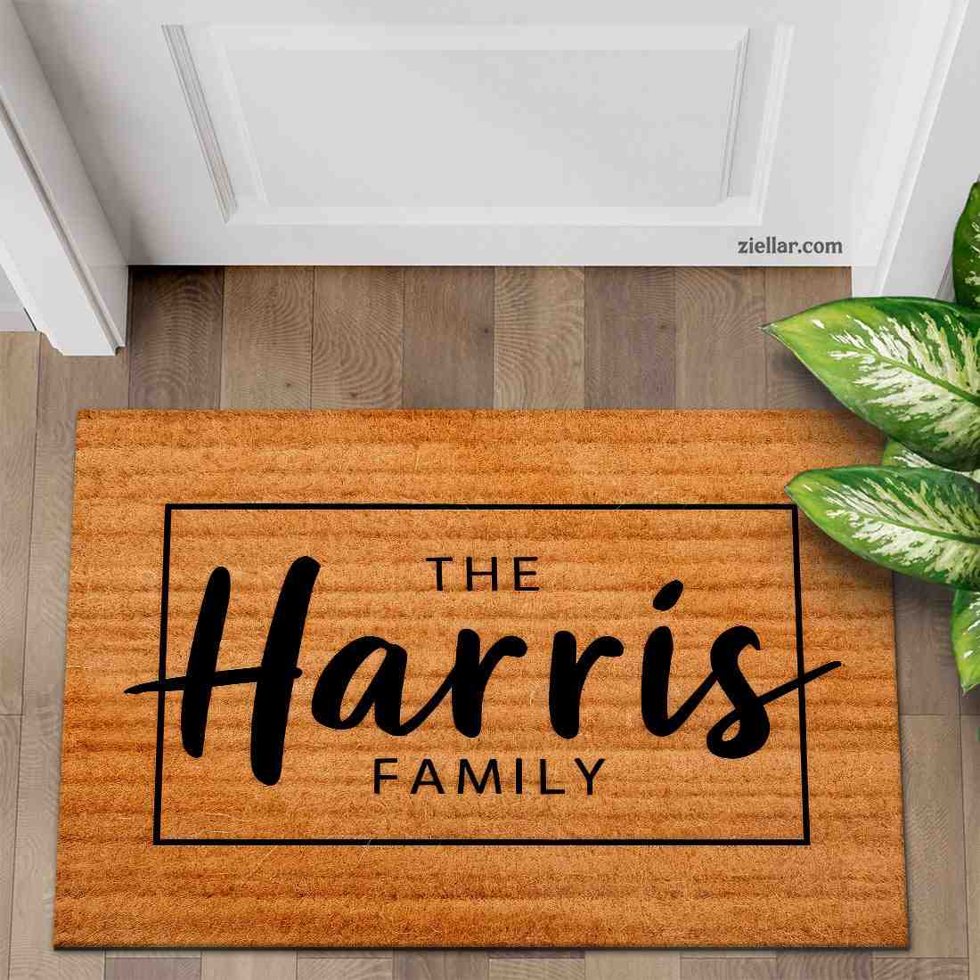 Personalized Coir Doormat with Family Name, Modern Style Entryway Accent
