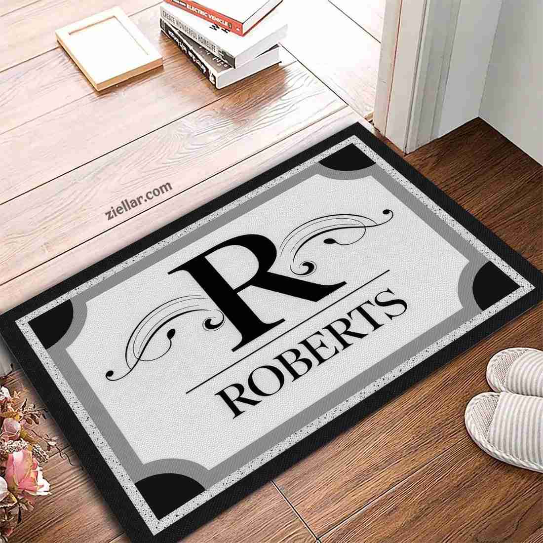 Personalized Monogram Doormat - Custom Family Name Rug for Elegant Home Entry