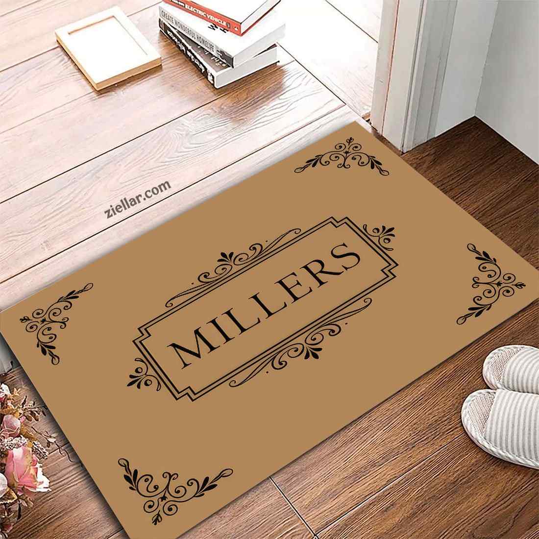Personalized Family Name Doormat, Elegant Scroll Design Entry Piece