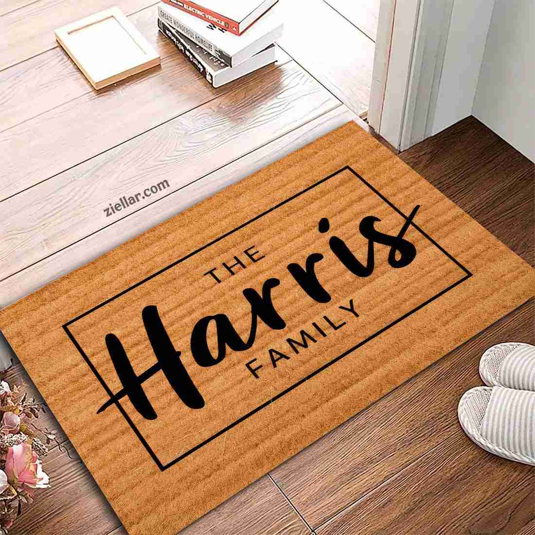 Personalized Coir Doormat with Family Name, Modern Style Entryway Accent