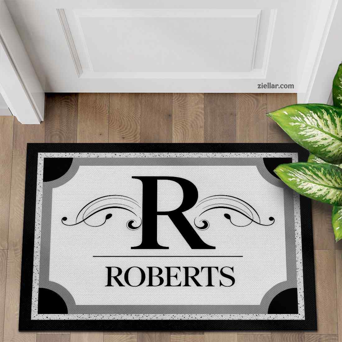 Personalized Monogram Doormat - Custom Family Name Rug for Elegant Home Entry