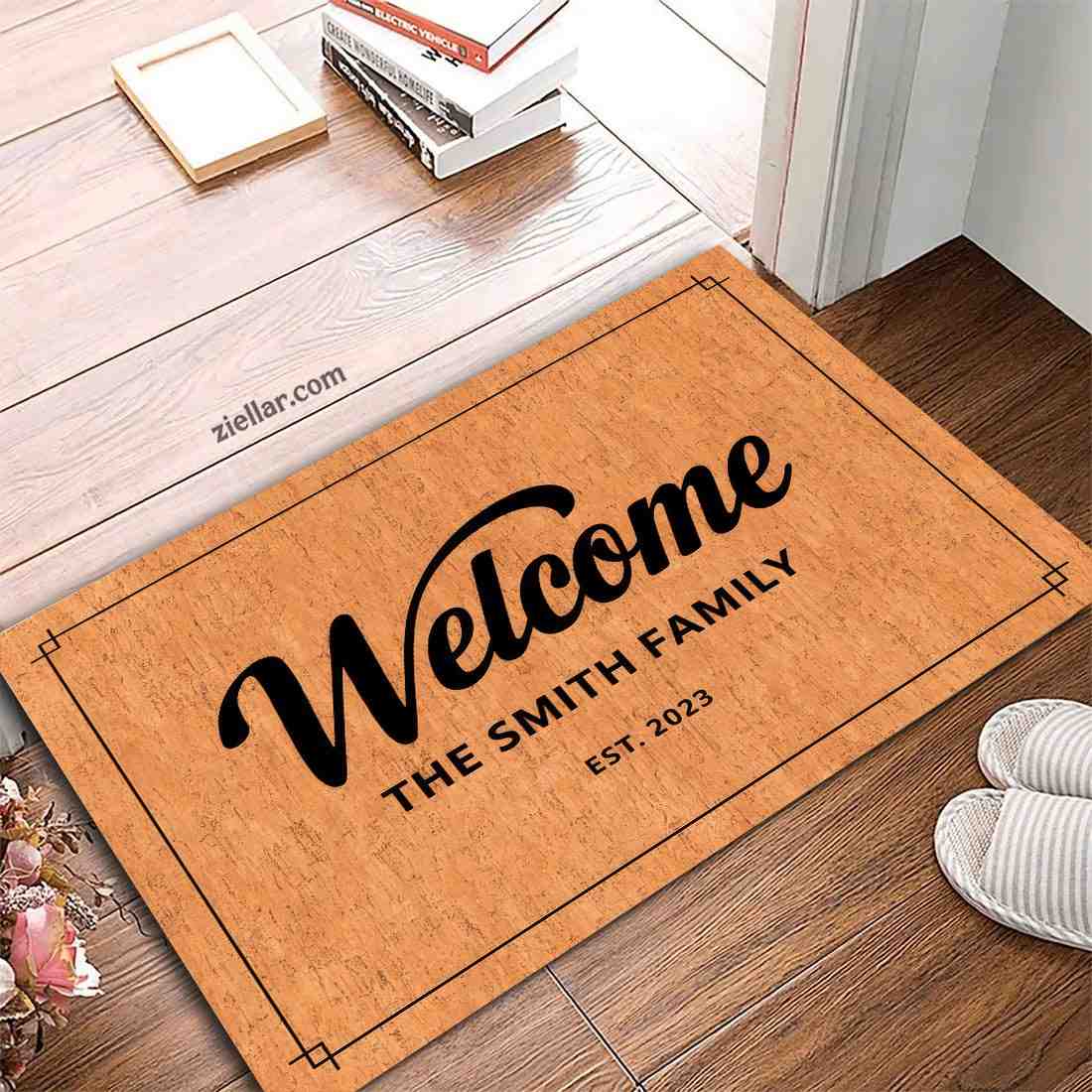 Personalized Family Name Doormat, Custom Welcome Mat for Rustic Home Decor