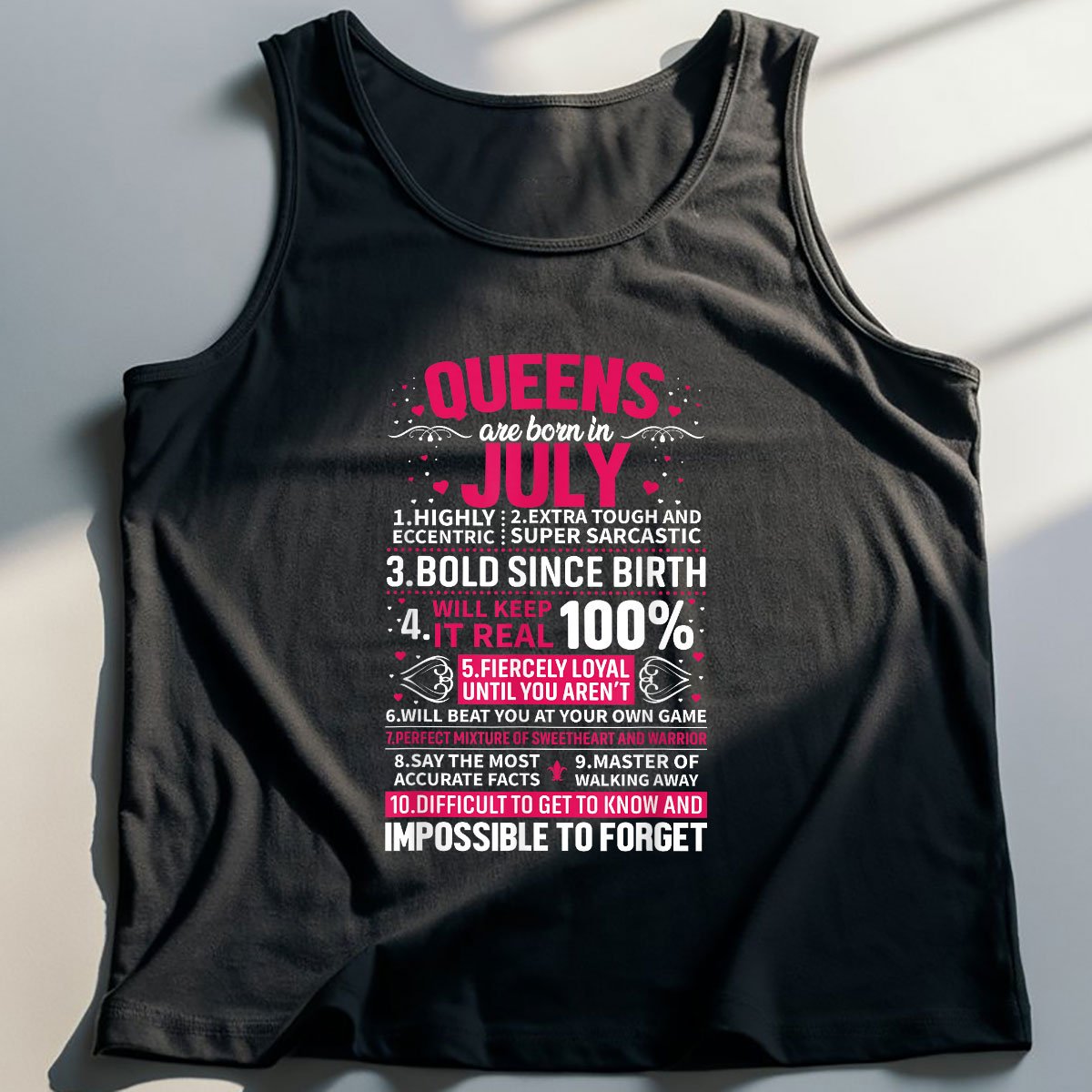 Queens Are Born in July Tank Top Shirt, Patriotic USA Independence Day Gift