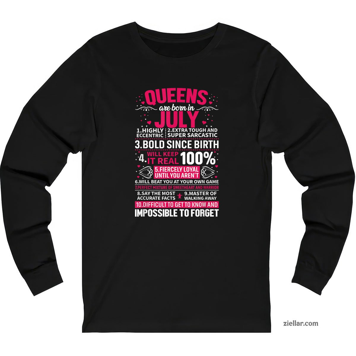Queens Are Born in July Long Sleeve Shirt, Patriotic USA Independence Day Gift
