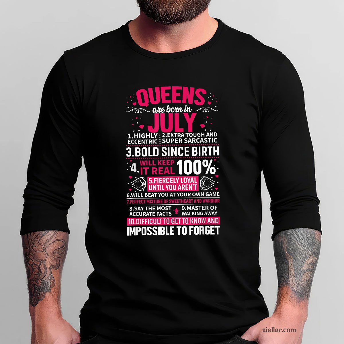 Queens Are Born in July Long Sleeve Shirt, Patriotic USA Independence Day Gift