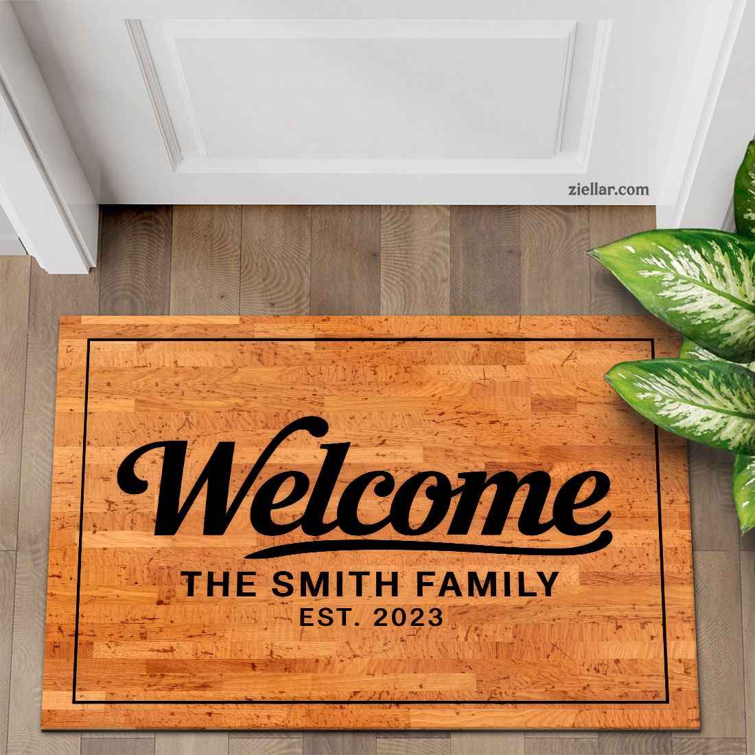 Rustic Family Name Doormat - Custom Welcome Rug for Unique Home Decor Style