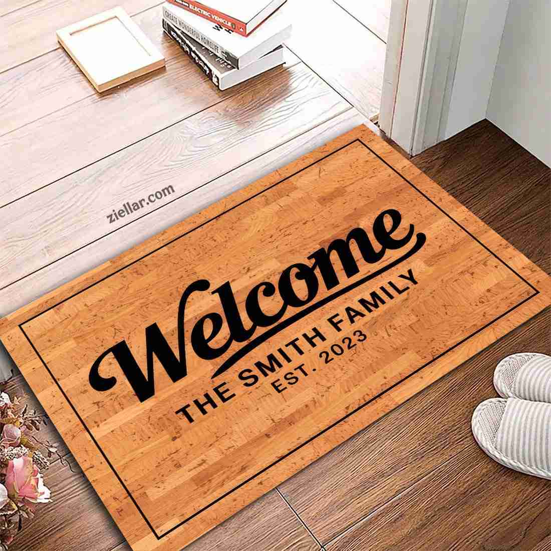 Rustic Family Name Doormat - Custom Welcome Rug for Unique Home Decor Style