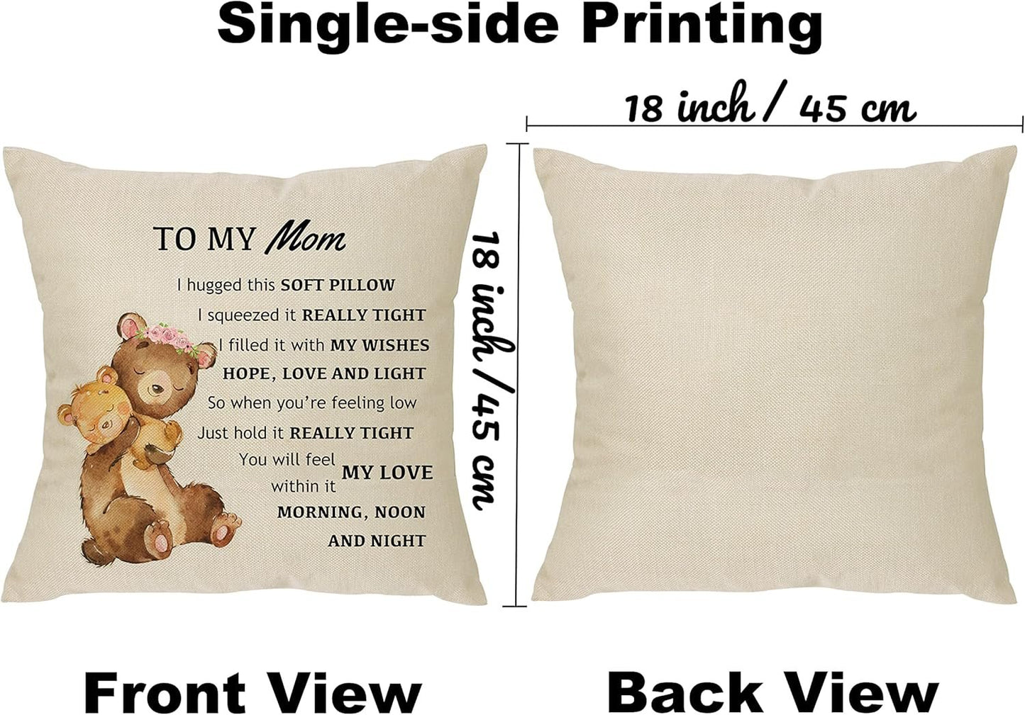To My Mom Funny Pillow Case, Mother's Day, Birthday Gift from Daughter or Son, Sofa Decor