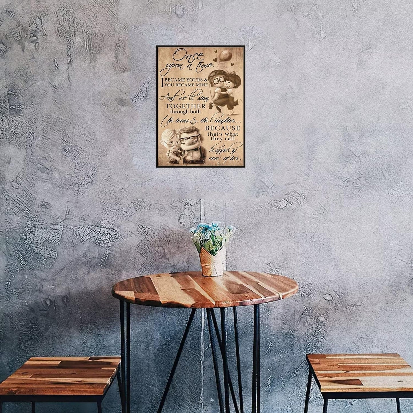 To My Wife Poster and Canvas, Carl and Ellie Once Upon a Time Love Quote Wall Art for Living Room, Retro Vintage Home Decor