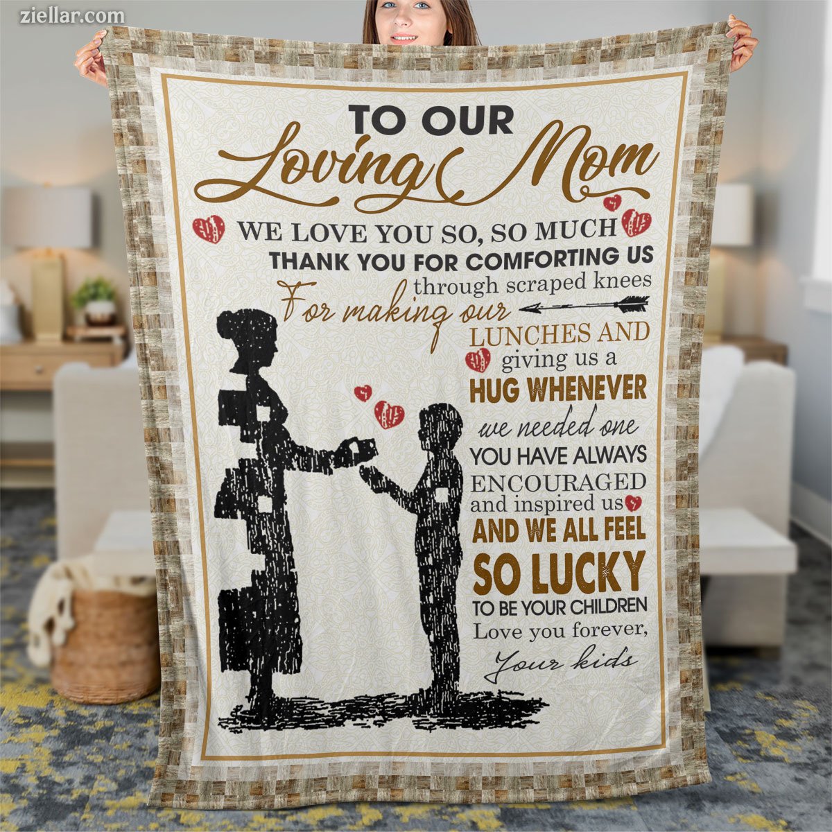 To Our Loving Mom Quilt Blanket, Fleece Blanket Thank You Gift from Grateful Children