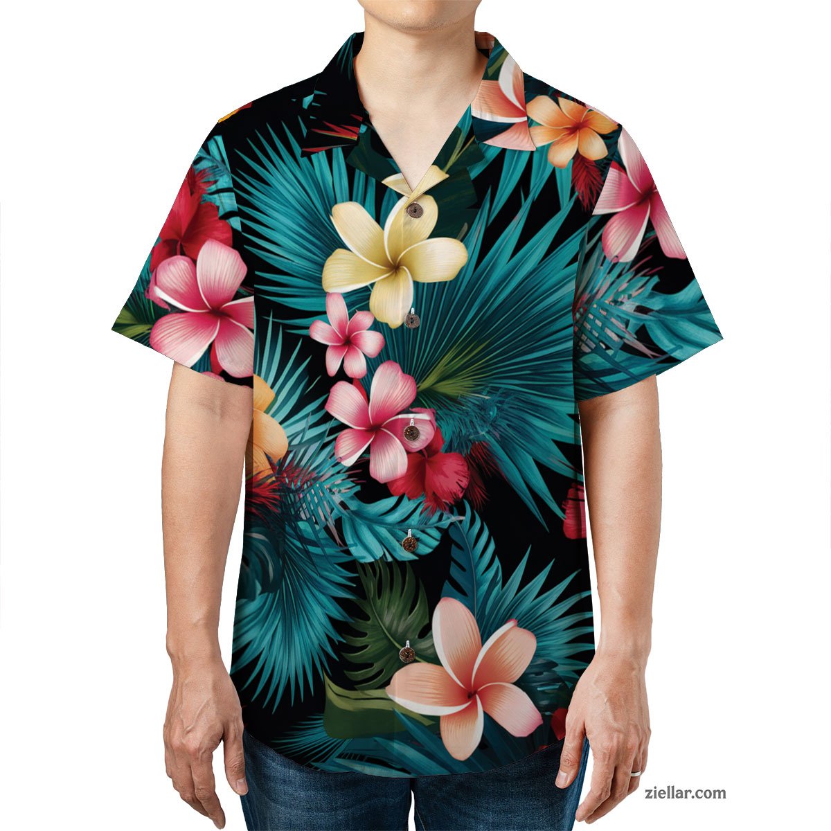 Tropical Floral Paradise Hawaiian Shirt Tee, Beach Outfit Gift for Adults