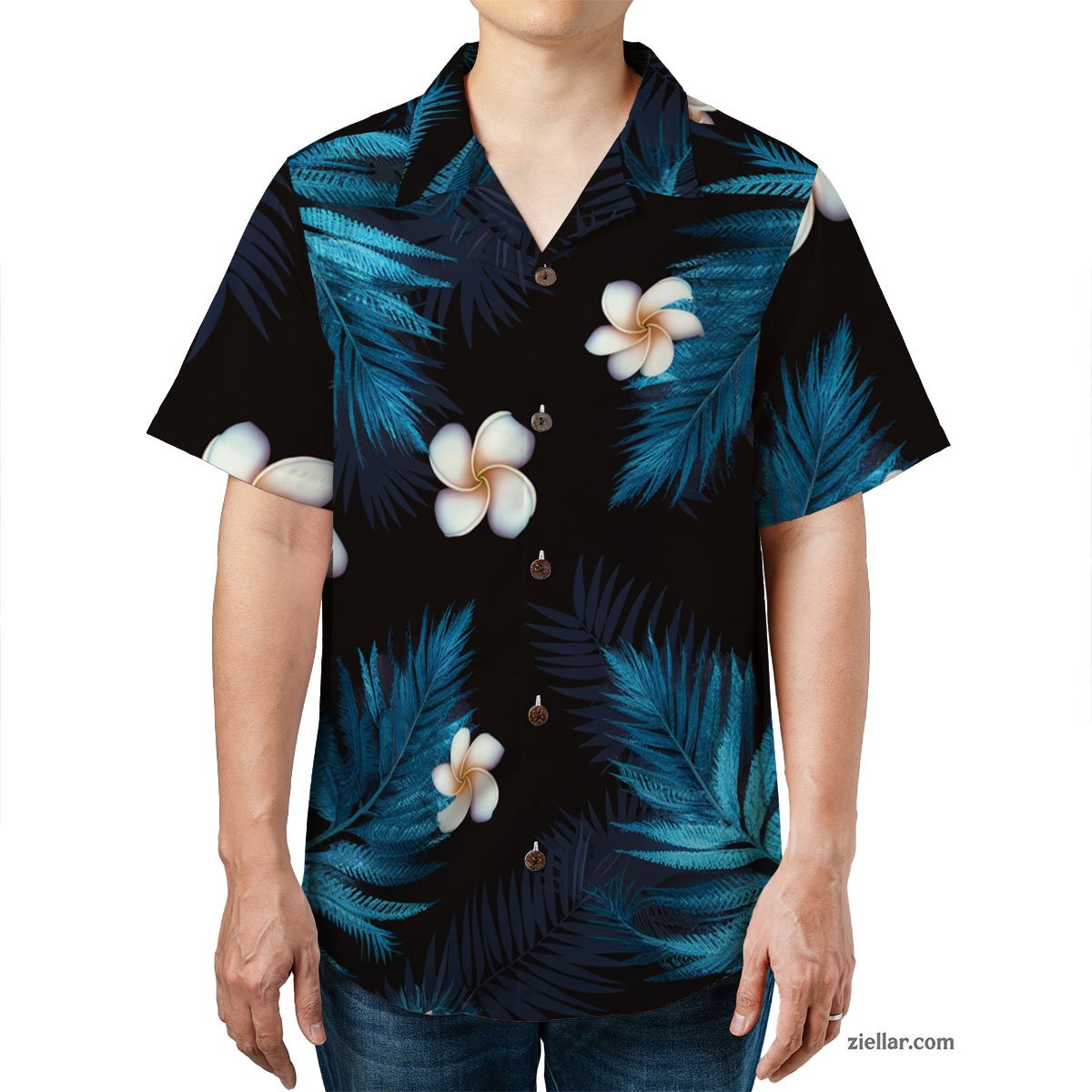 Tropical Night Floral Hawaiian Shirt Tee, Summer Beachwear for Men Women