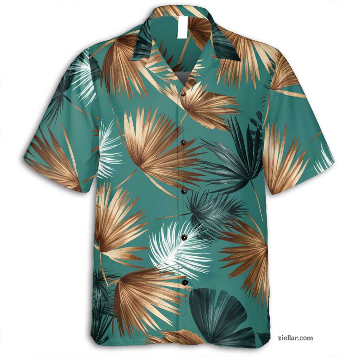 Tropical Palm Fan Print Hawaiian Shirt and Tee, Summer Beach Shirt Unisex