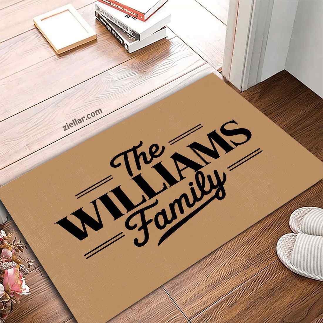 Unique Family Name Doormat - Custom Last Name Entry Rug for Front Door Decor