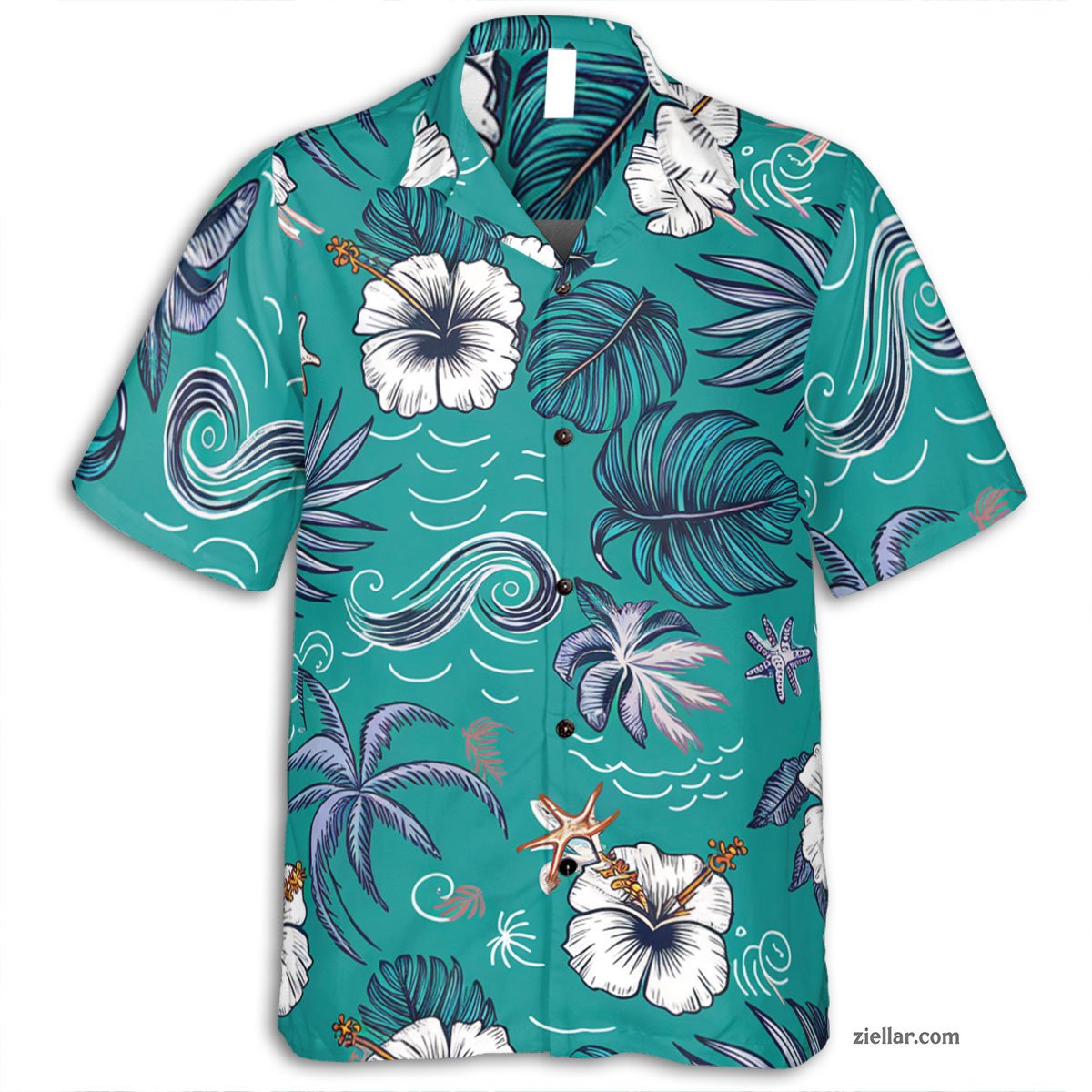 Vibrant Palm Hibiscus Hawaiian Shirt and Tee, Summer Beach Shirt Unisex