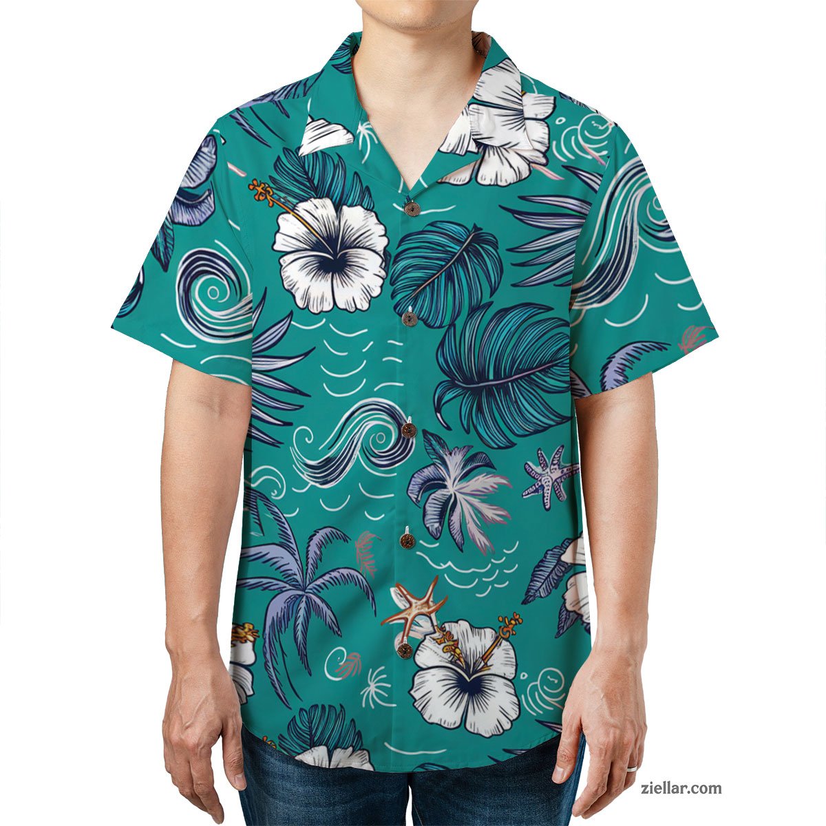Vibrant Palm Hibiscus Hawaiian Shirt and Tee, Summer Beach Shirt Unisex