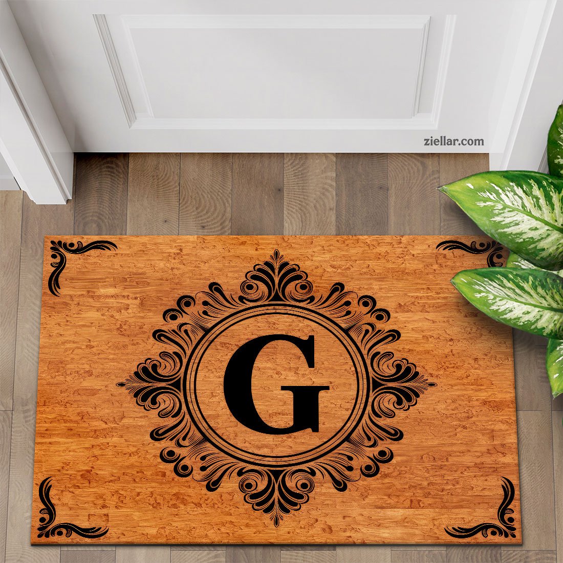 Vintage Monogram G Doormat, Elegant Personalized Rug for Front Door Area