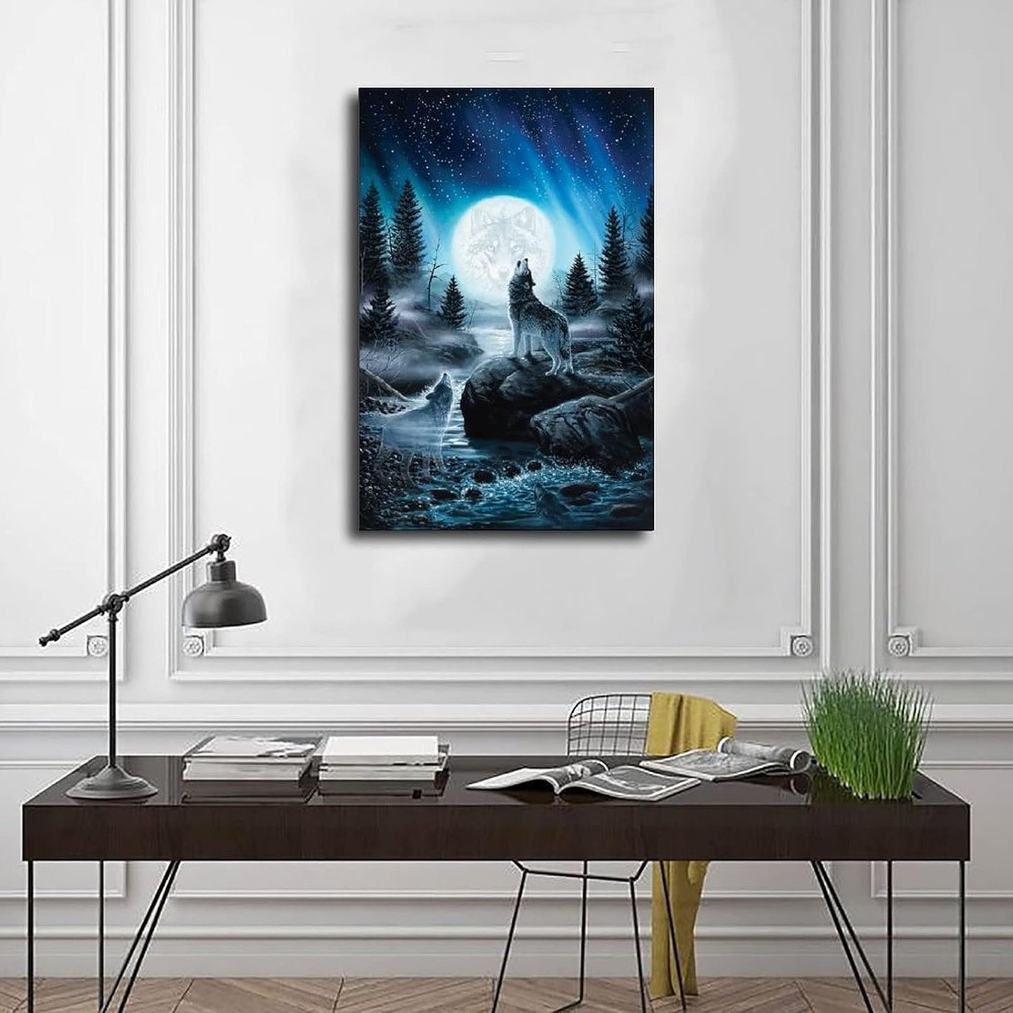 Wolf Poster and Canvas Wall Art, Cool Wolf Painting Print, Unique Room Decor for Bedroom or Living Room