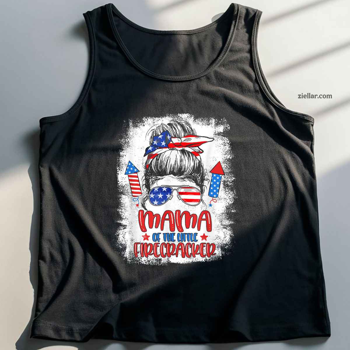 Mama Of The Little Firecracker 4th of July Birthday For Mom Tank Top Shirt