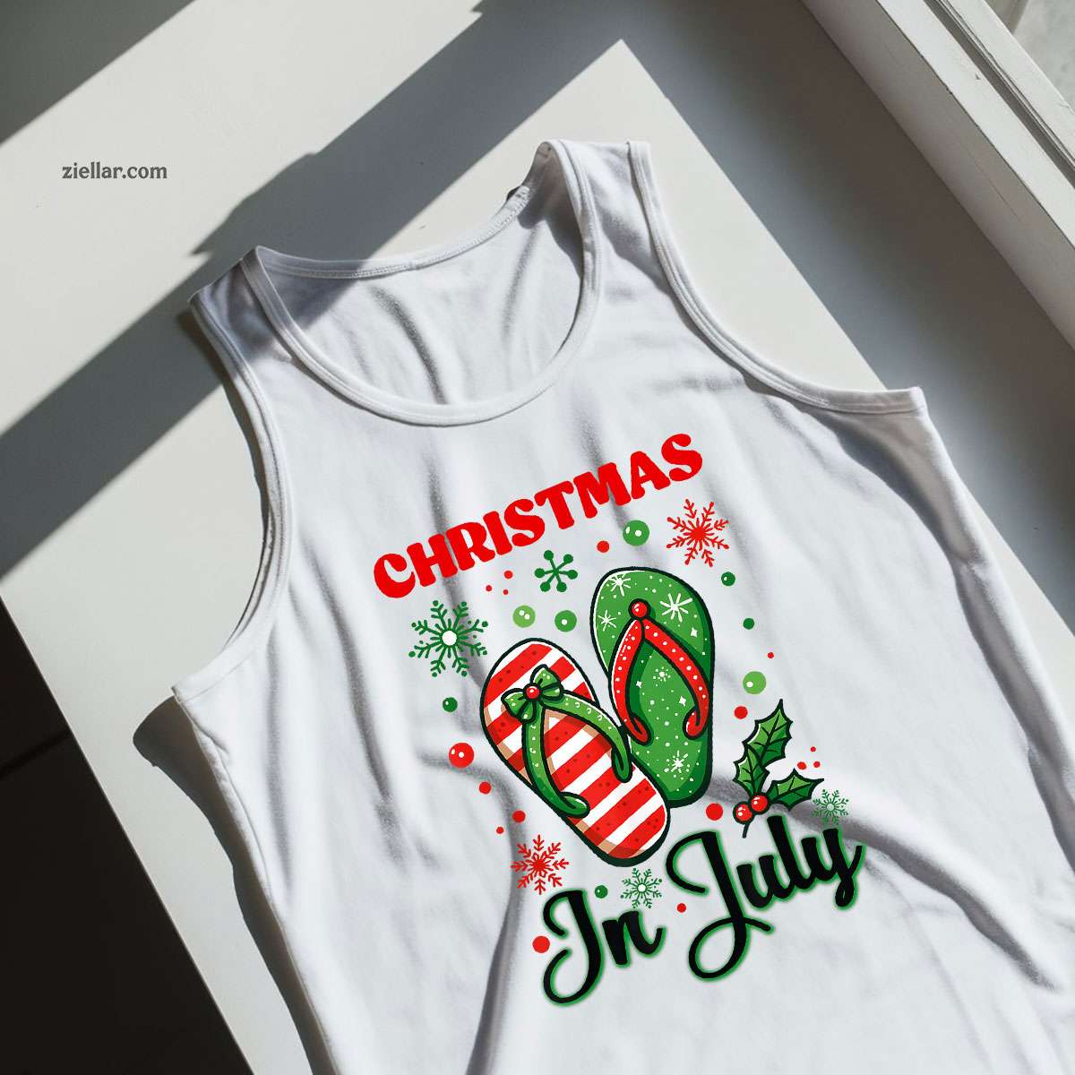 Christmas In July Flip Flops Xmas Flip Flops Summer Women Tank Top Shirt Funny Christmas in July Tee and Tank Top Shirt for Men Women Adults