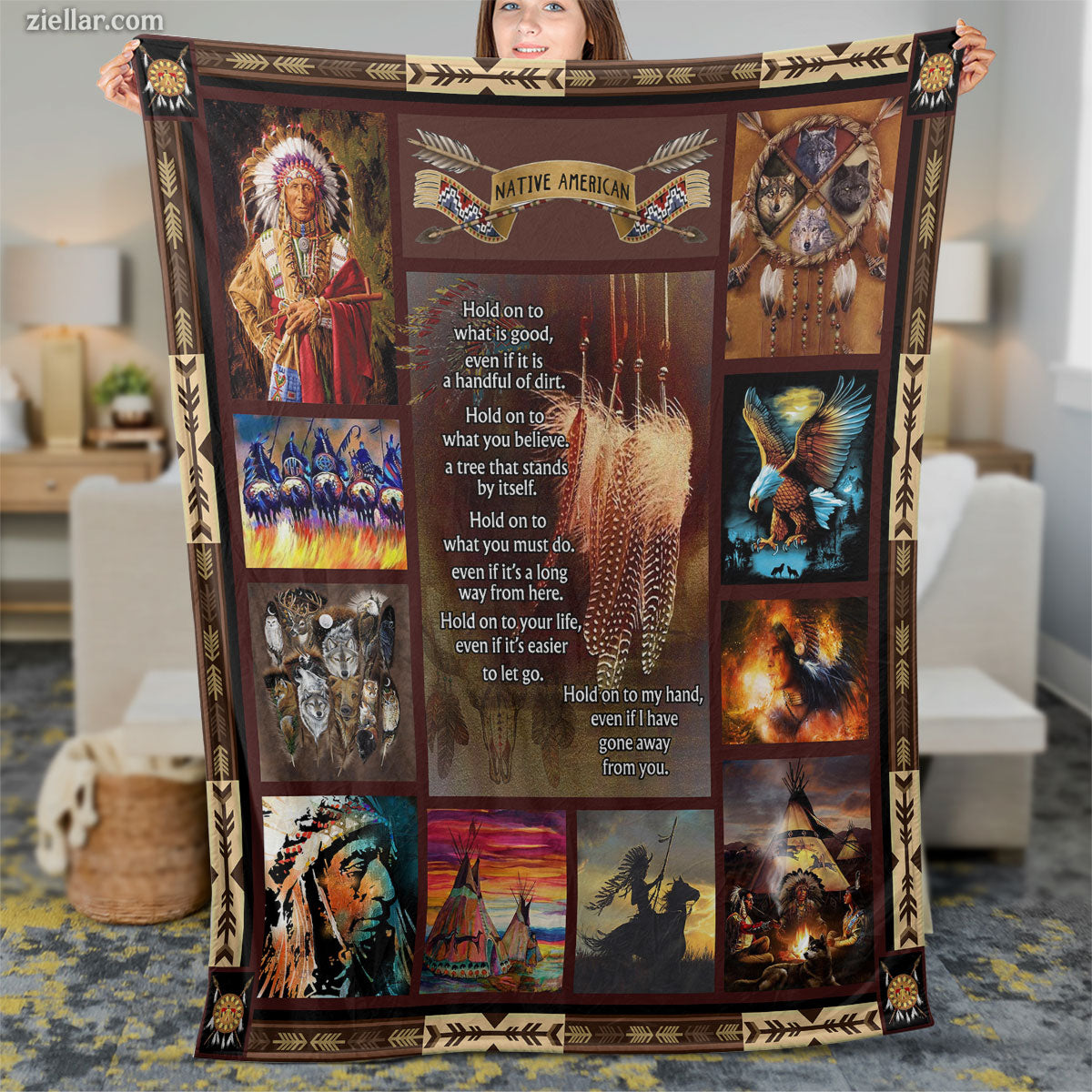 To My Wife Quilt Blanket, Fleece Blanket Gift with Western Cowboy Scene, Personalized from Husband