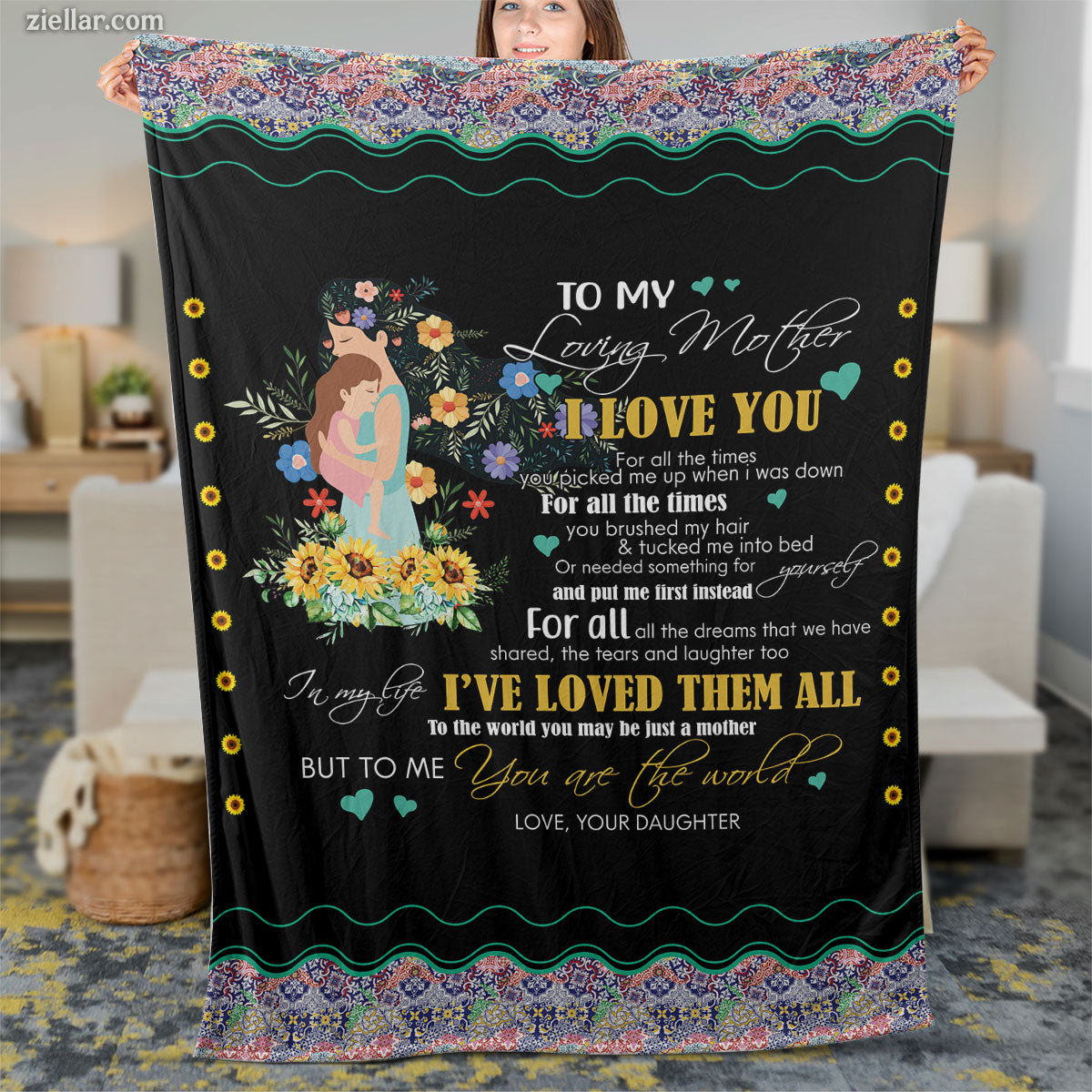 To My Wife Quilt Blanket, Fleece Blanket Cute Family-Themed Gift for Loving Wife