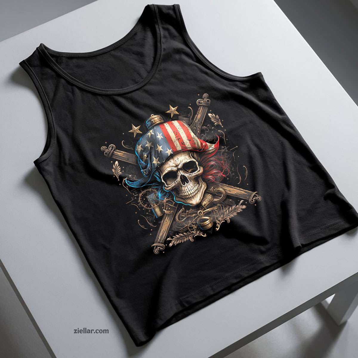 Pirate 4th of July American Flag USA America Funny Tank Top Shirt, Patriotic Independence Day Gift
