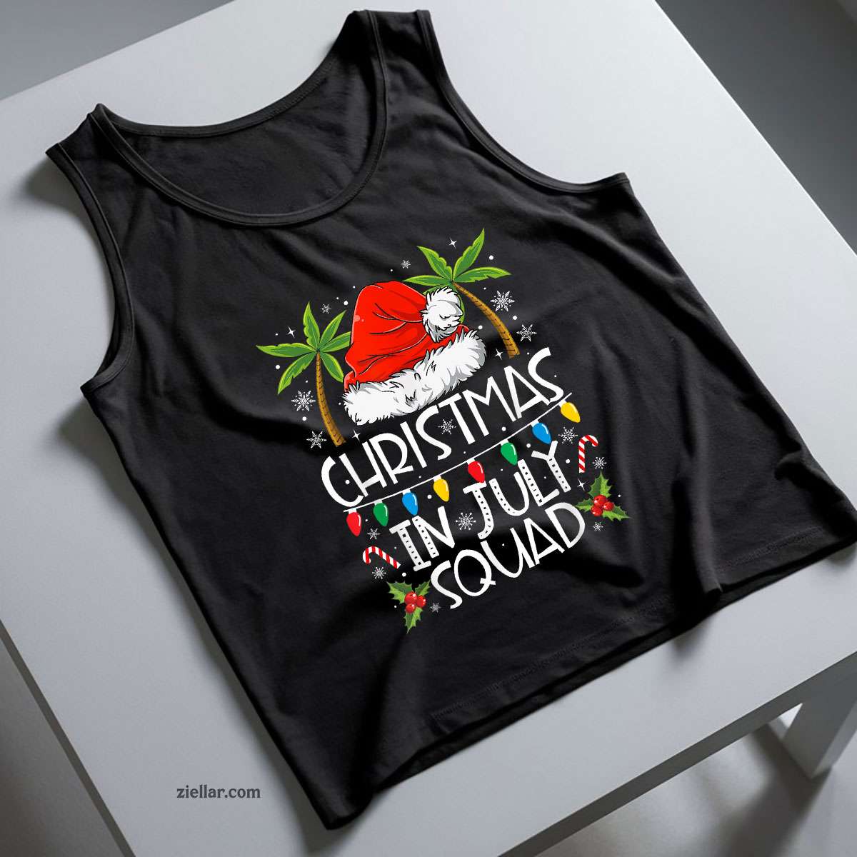 Christmas In July Squad Funny Summer Xmas Men Women Tank Top Shirt Funny Christmas in July Tee and Tank Top Shirt for Men Women Adults