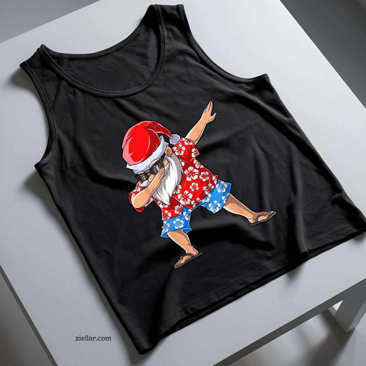 Dabbing Santa Christmas in July Men Hawaiian Xmas Dab Tank Top Shirt Funny Christmas in July Tee and Tank Top Shirt for Men Women Adults