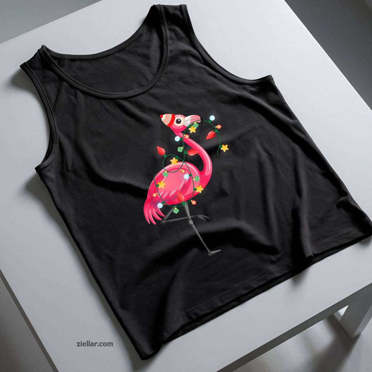 Hawaiian Summer Tropical Flamingo Funny Christmas In July Tank Top Shirt Funny Christmas in July Tee and Tank Top Shirt for Men Women Adults