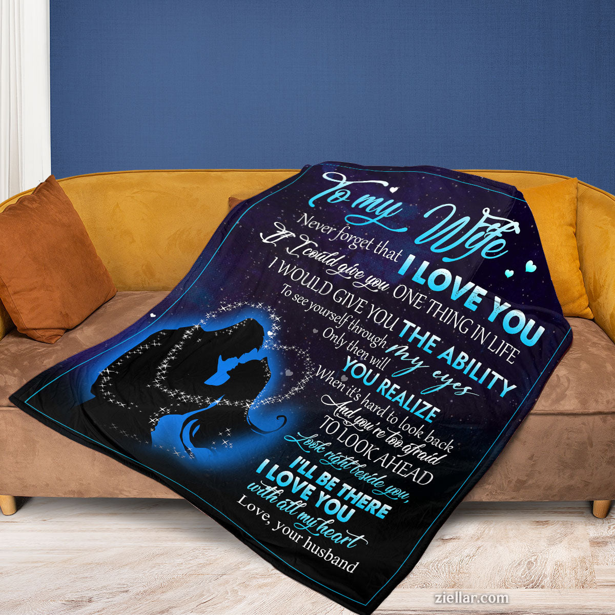 To My Wife Quilt Blanket, Fleece Blanket with Starry Sky, Holding Hands and Deep Love