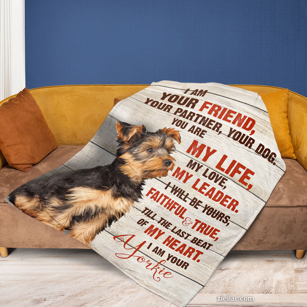 Yorkshire Terrier Quilt Blanket, Fleece Blanket with Dog Quote for Pet Lovers and Owners