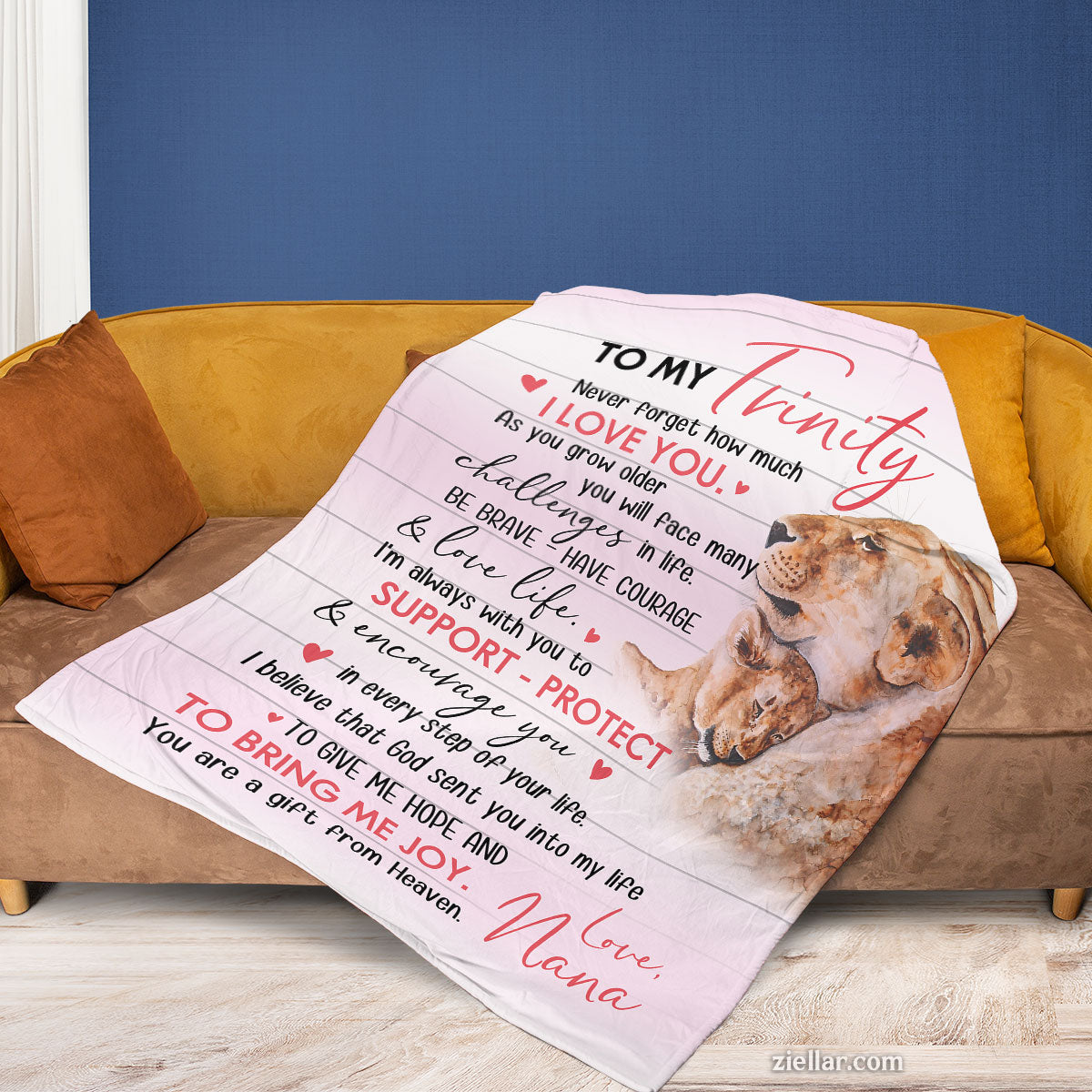 To My Trinity Quilt Blanket, Fleece Blanket from Nana with Dog Art and Loving Pledge
