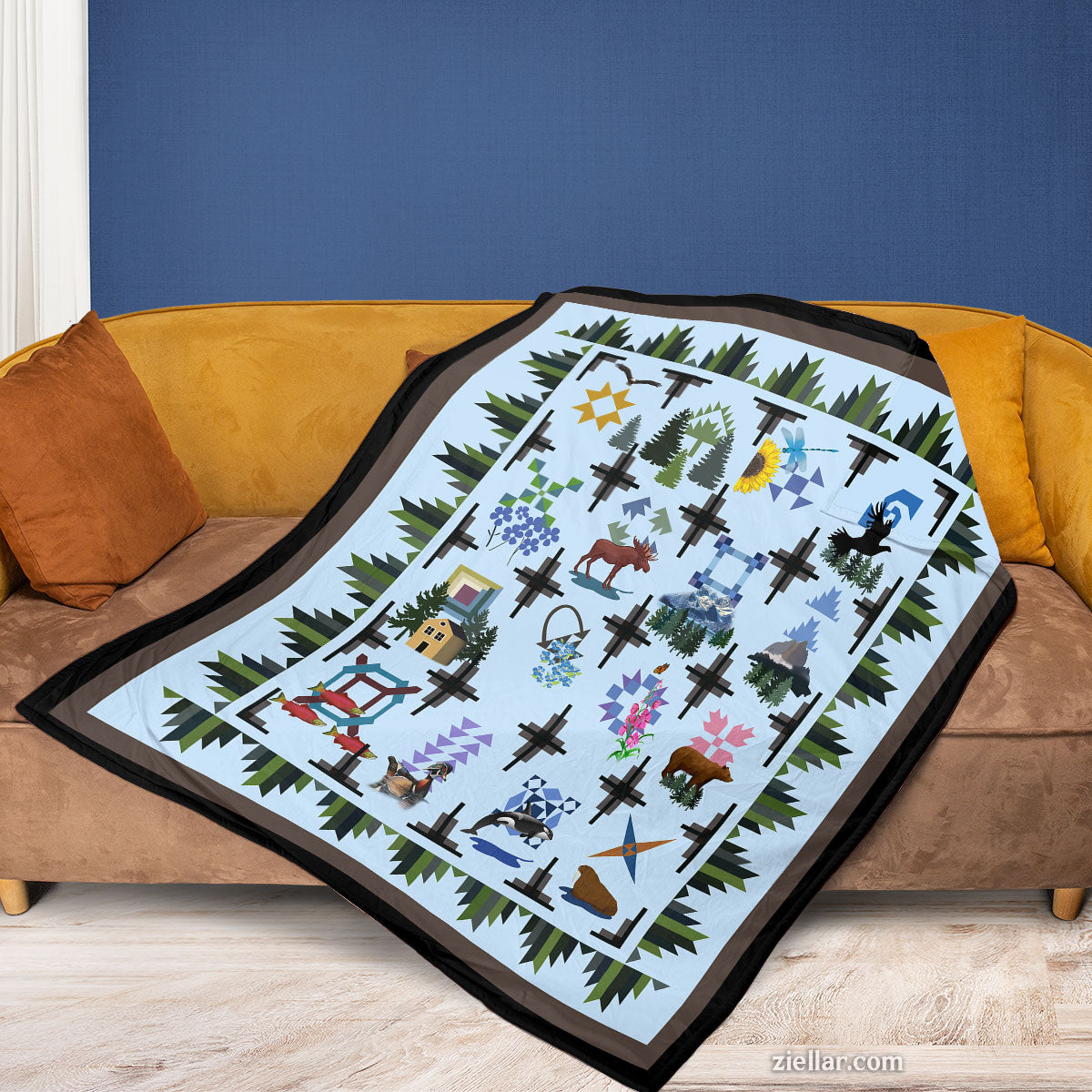 Vintage Airplane Travel Quilt Blanket, Fleece Blanket with Aircraft and Compass, Personalized Name
