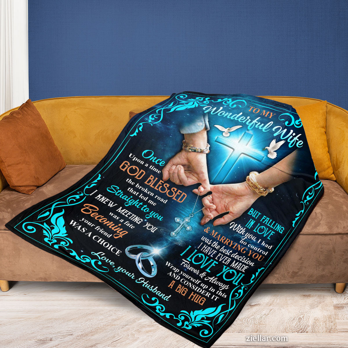 To My Wonderful Wife Quilt Blanket, Fleece Blanket Gift for Wife from Husband, Personalized Name