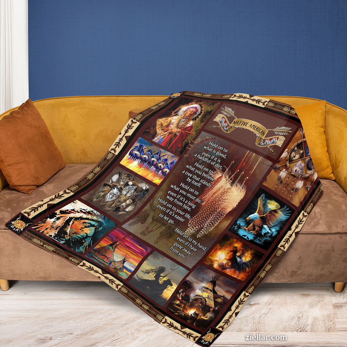 To My Wife Quilt Blanket, Fleece Blanket Gift with Western Cowboy Scene, Personalized from Husband
