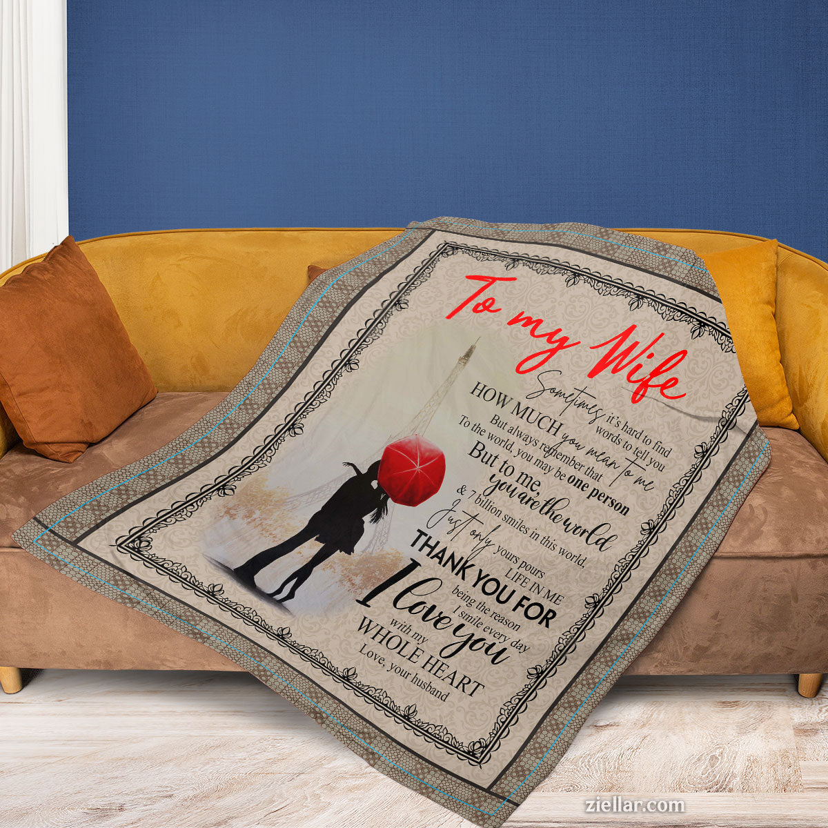 To My Wife Quilt Blanket, Fleece Blanket Love Letter Theme Gift, Personalized Custome Name