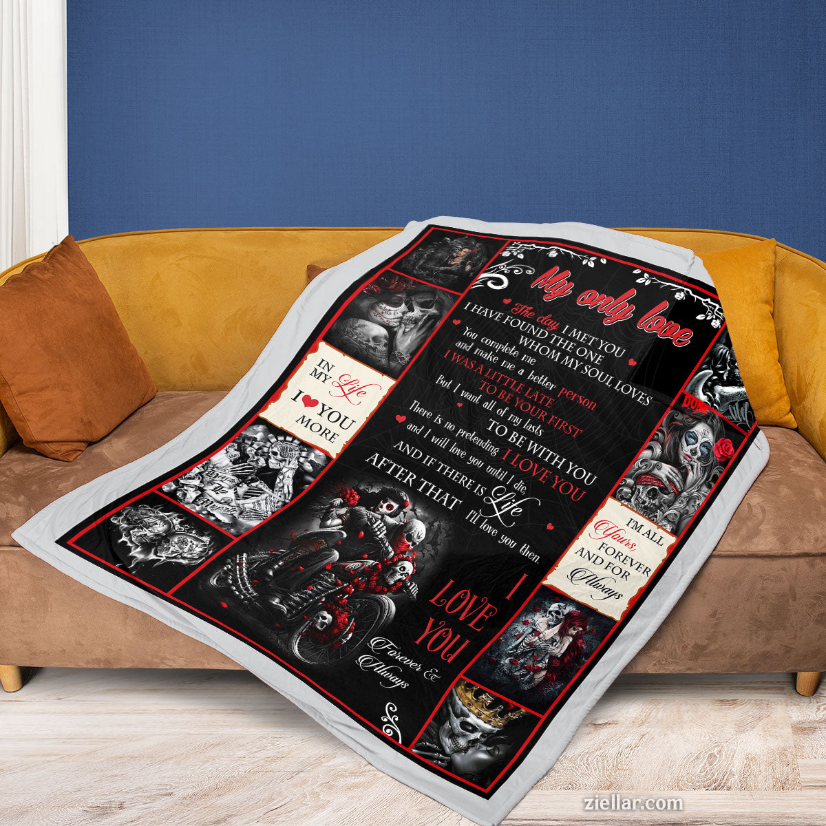 To My Wife Quilt Blanket, Fleece Blanket Gift from Husband Red Black Romantic Theme, Custome Name