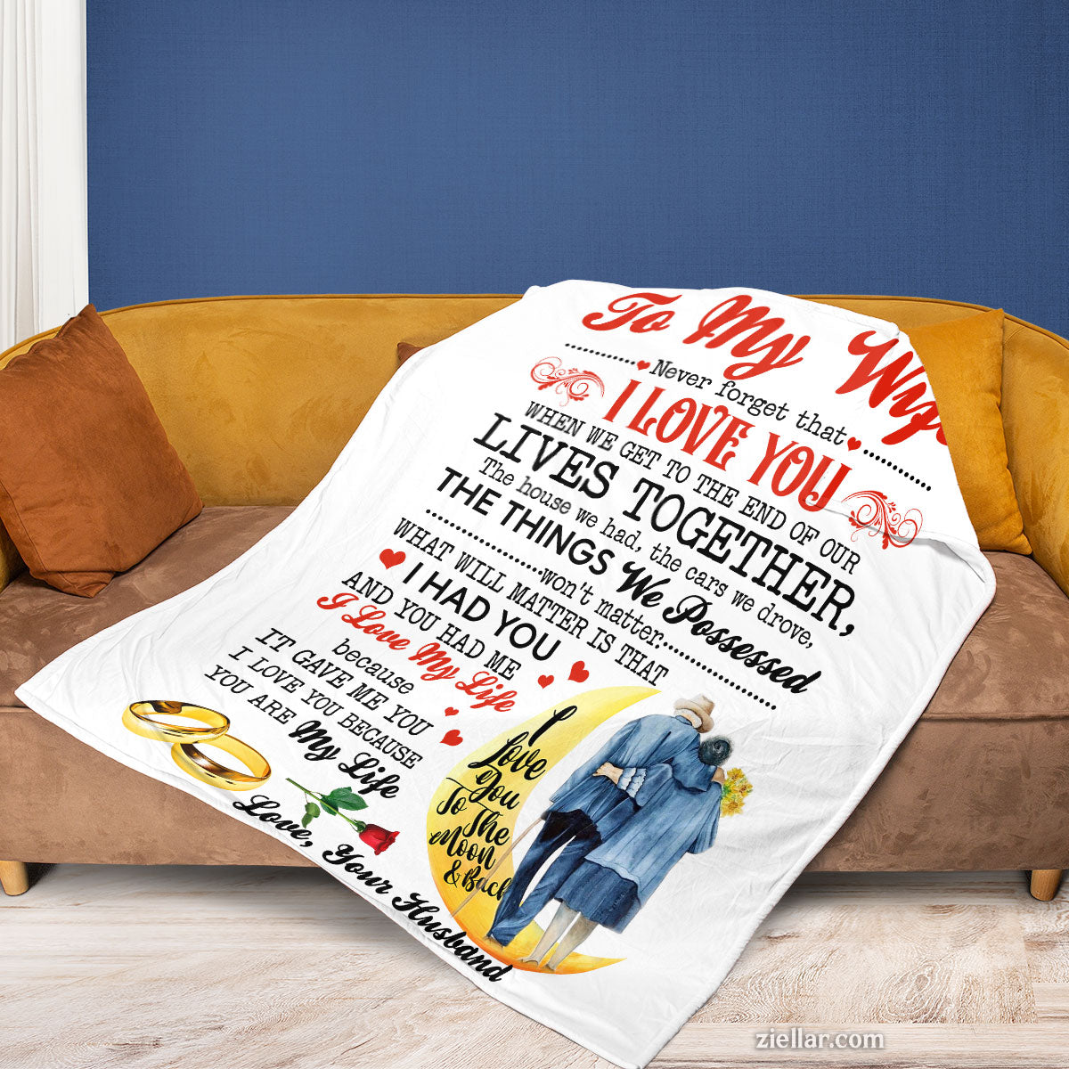 To My Wife Quilt Blanket, Fleece Blanket Graduation Theme Gift from Husband, Custome Name Option