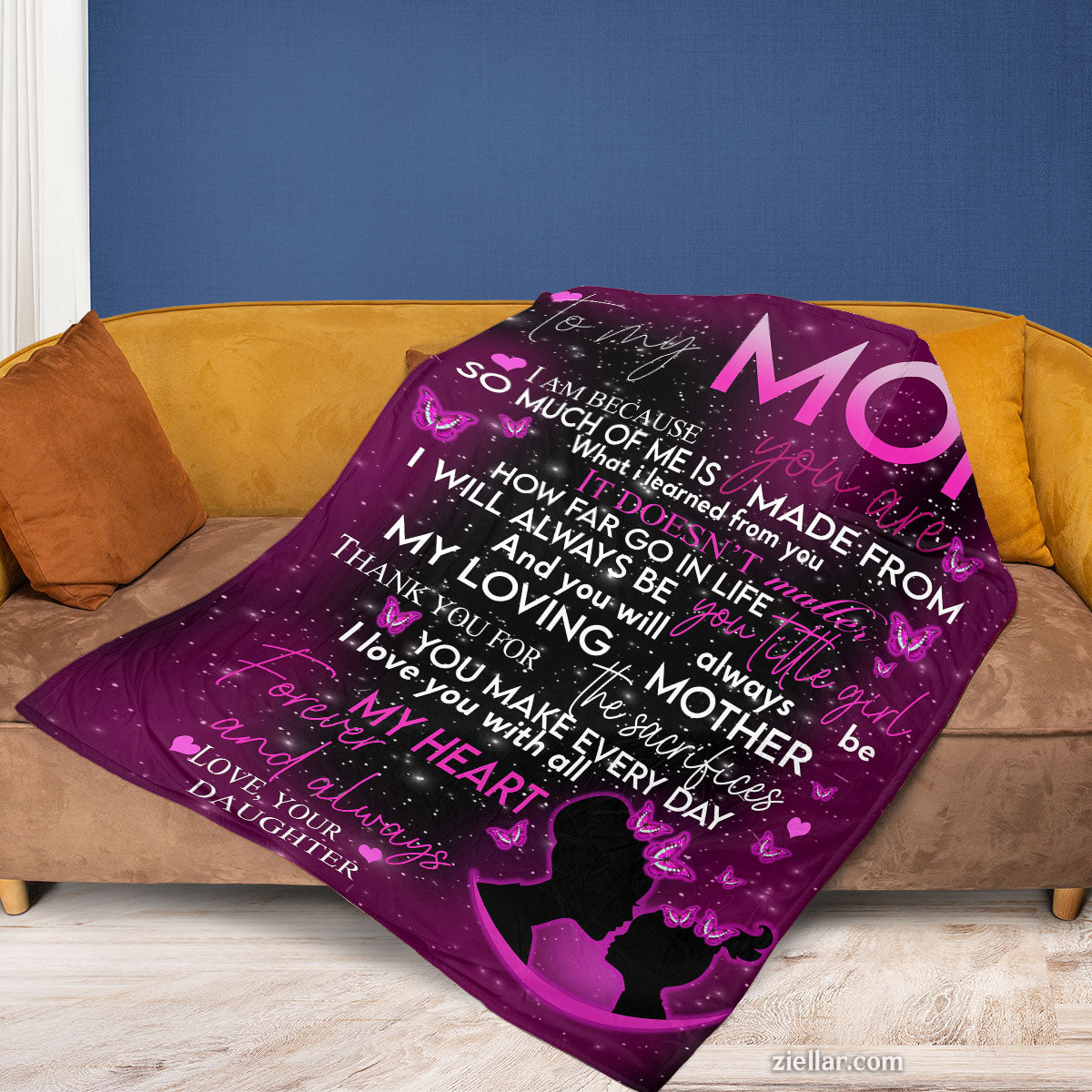 To My Mom Quilt Blanket, Fleece Blanket Purple Galaxy Gift from Daughter, Personalized